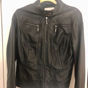 American rag black faux leather jacket. Like new
